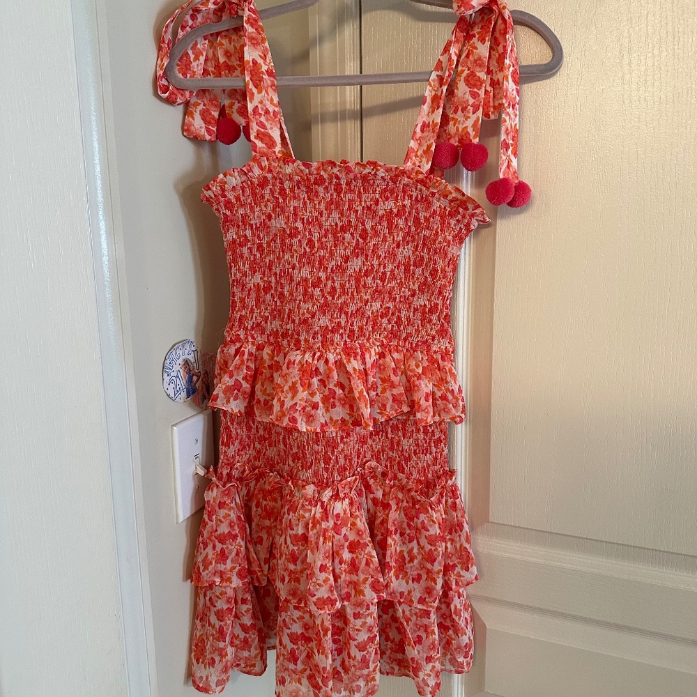 Pink floral print dress